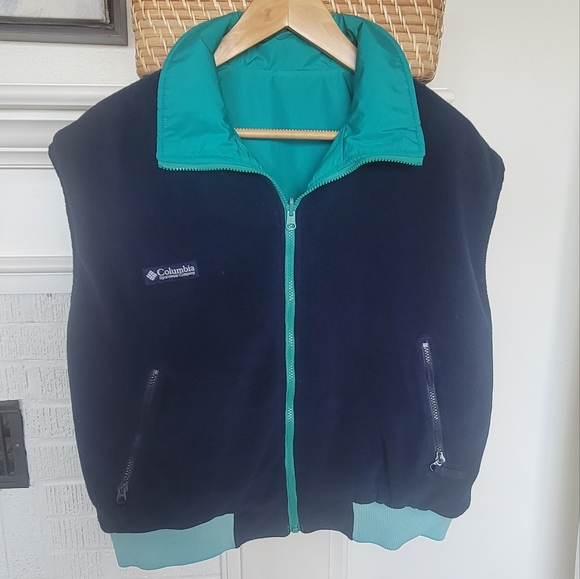 Vintage Columbia Reversible Vest Teal Dark Blue Women's Size XL - Picture 2 of 13